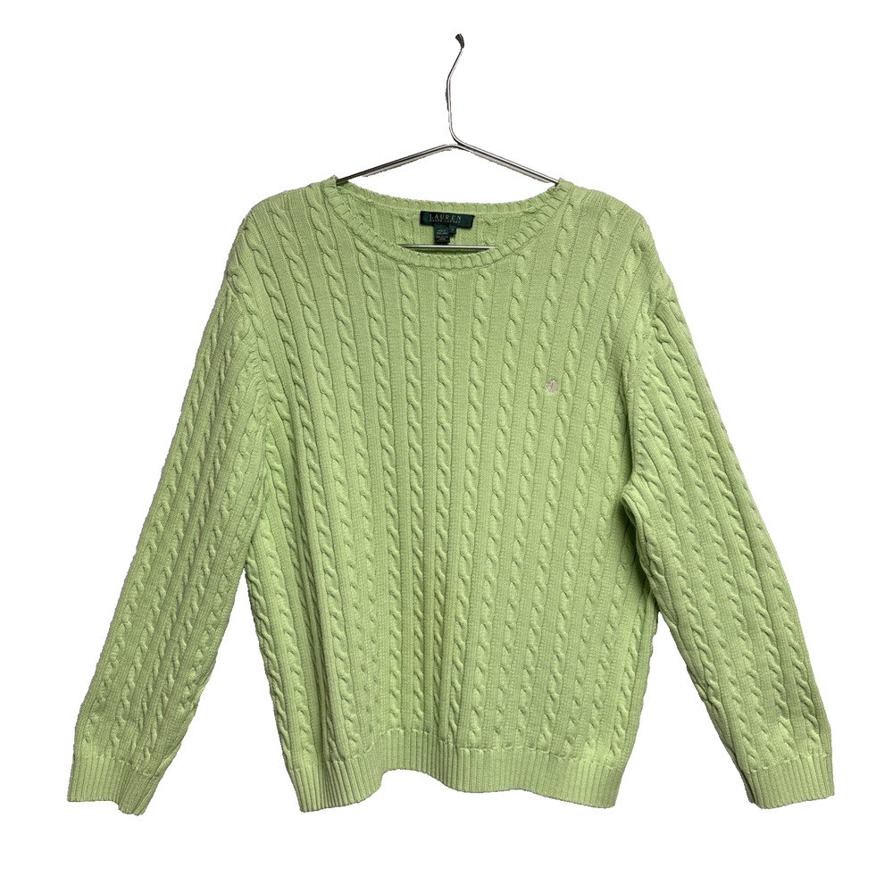 Lauren Ralph Lauren Honeydew Green Women's Cable Knit Sweater - Size 1X